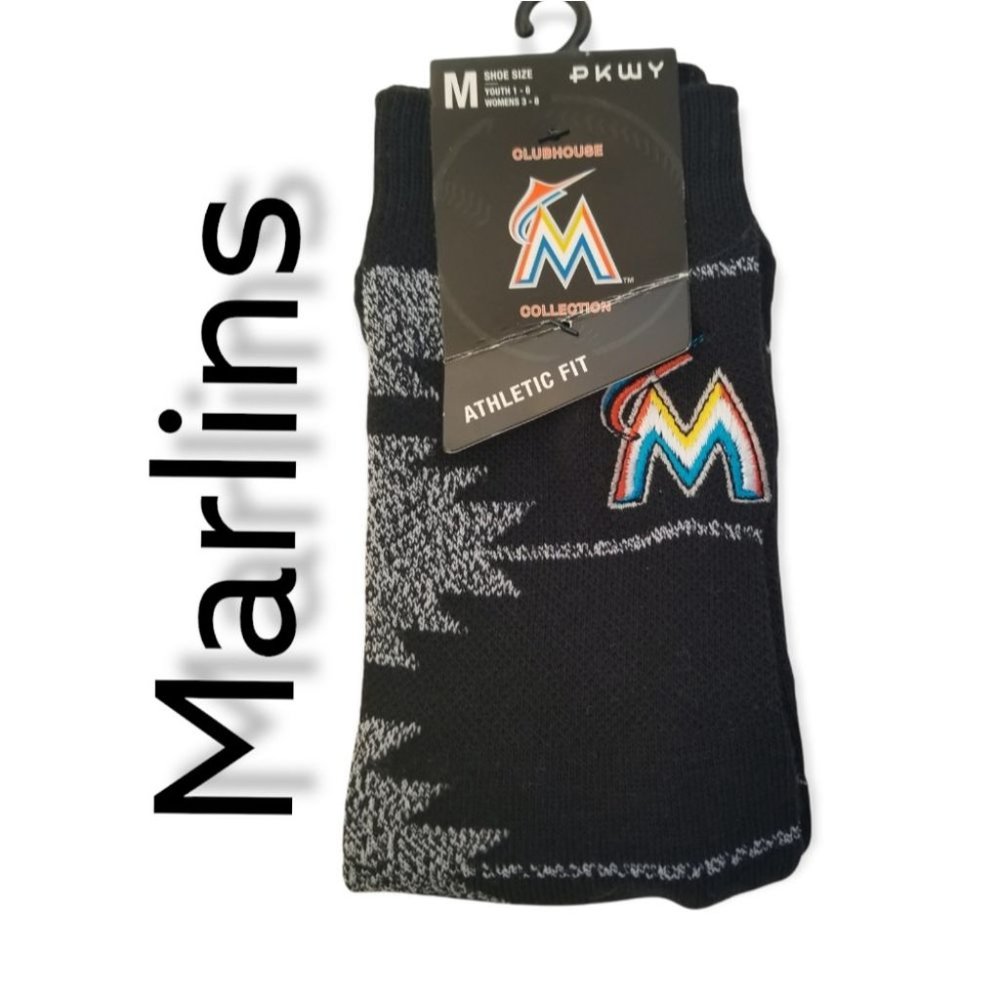 Marlins Geo Crew Socks NWT!